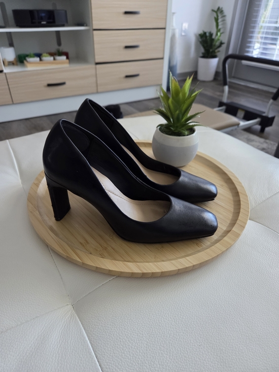 Alfani Shoes - Alfani Black Leather-Look Mid Block Heel Pumps